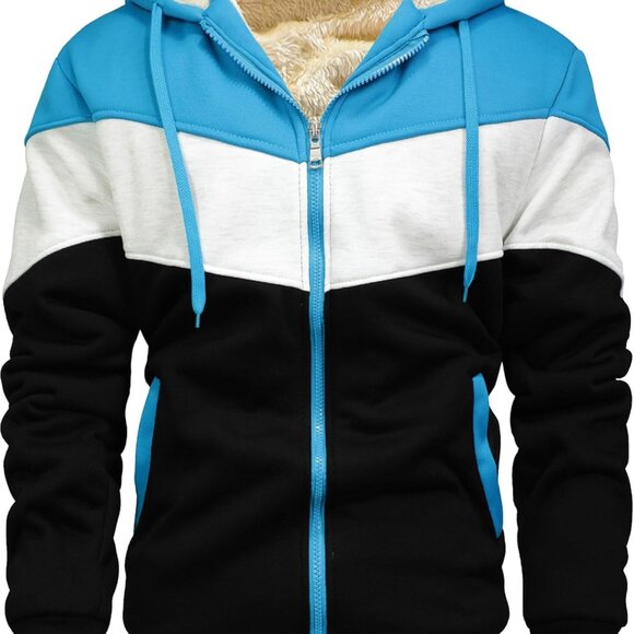 Men's Winter Fleece Thermal Jackets for Men Sherpa Lined Hoodies Warm Thick  Jack
